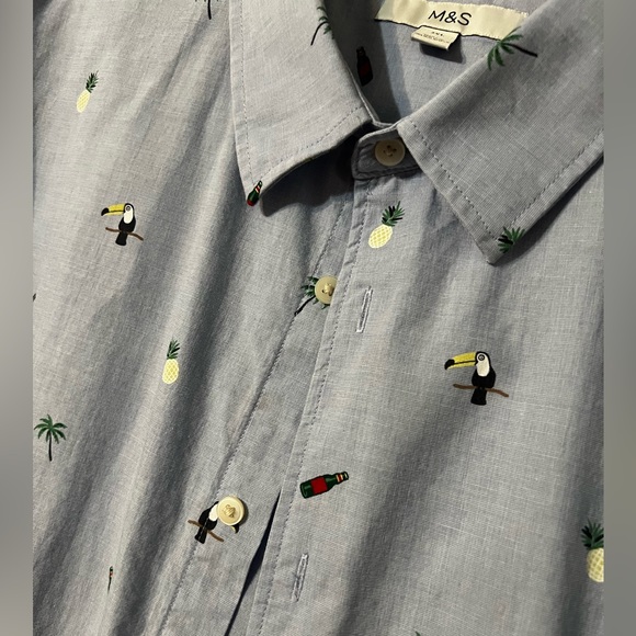 Marks & Spencer men’s s/s button down party shirt XXL (from London) - Picture 3 of 4